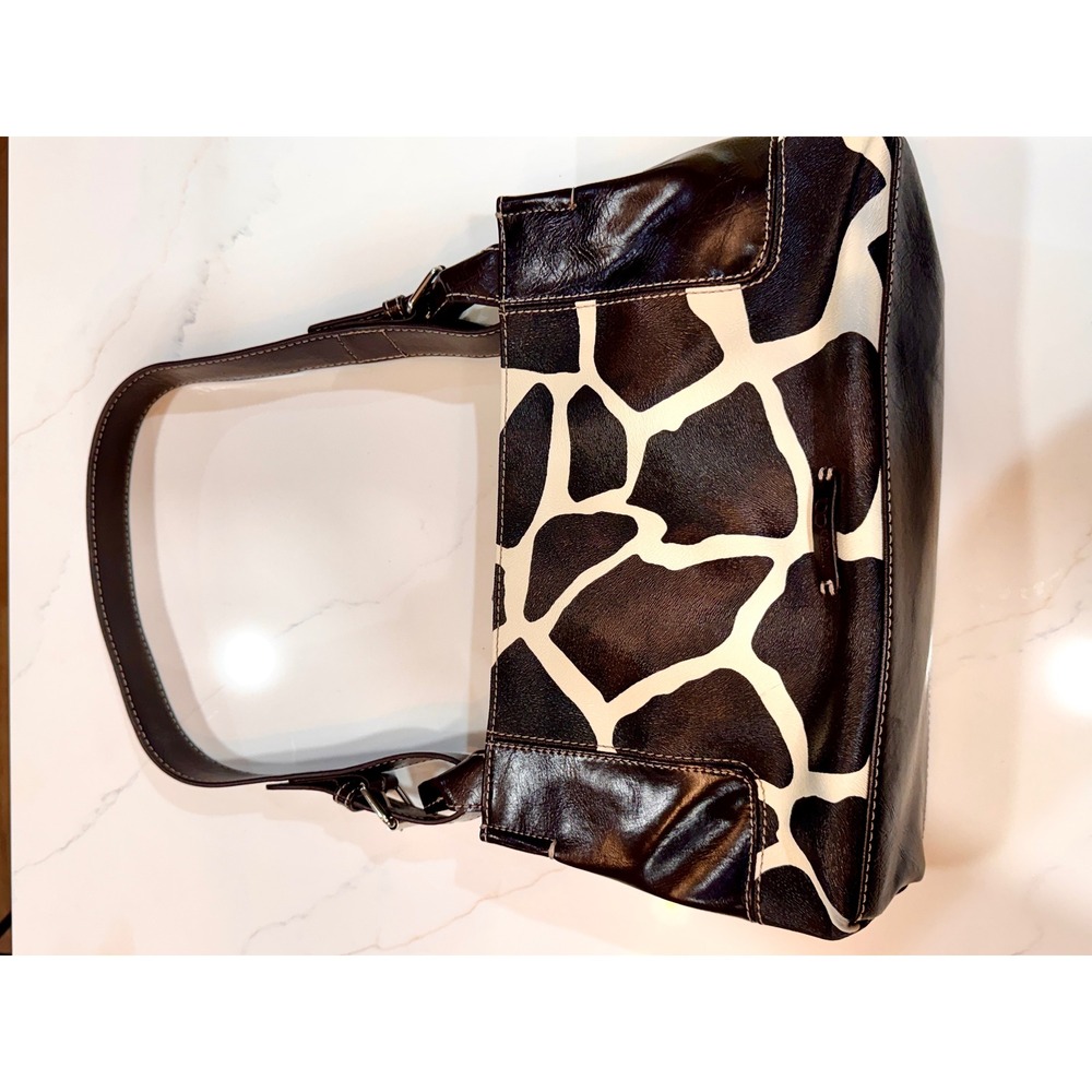Nine & Co Giraffe Print Handbag and Wallet Set Brown Cream Y2K Vintage Purse - Picture 8 of 16